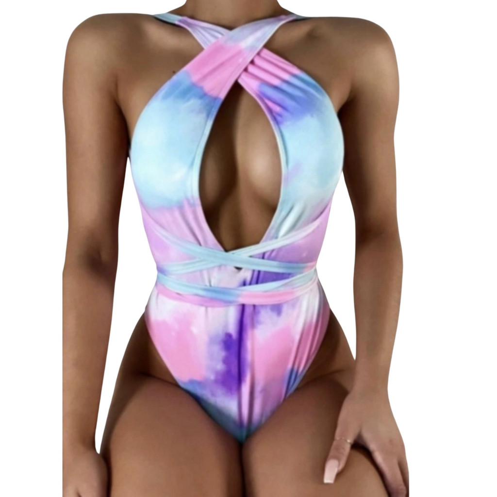 Women's Sexy “Peek A Boo” Tie Dye Bathing Suit