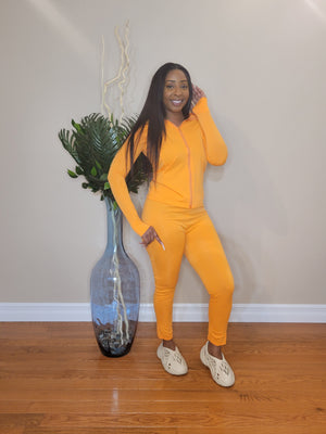 "She's A Track Star" Jogger Set (Orange)