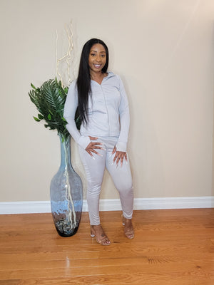 "She's A Track Star" Jogger Set (Gray)