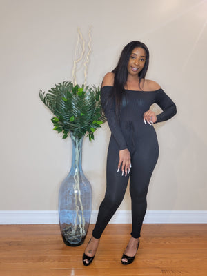 Women's "Off the Shoulder" Knit Jumpsuit