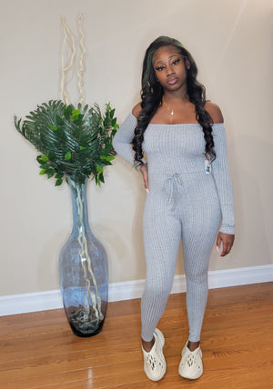 Women's "Off the Shoulder" Knit Jumpsuit