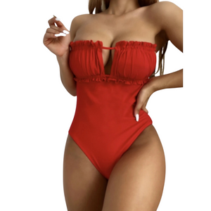 Women's “Lady in Red” one piece bathing suit