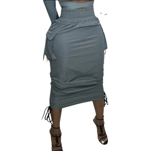 Women's "Scrunch Me Up" Cargo Skirt (GRAY)