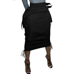 Women's "Scrunch Me Up" Cargo Skirt (BLACK)