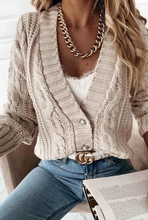 Cable Knit Cropped Cardigan