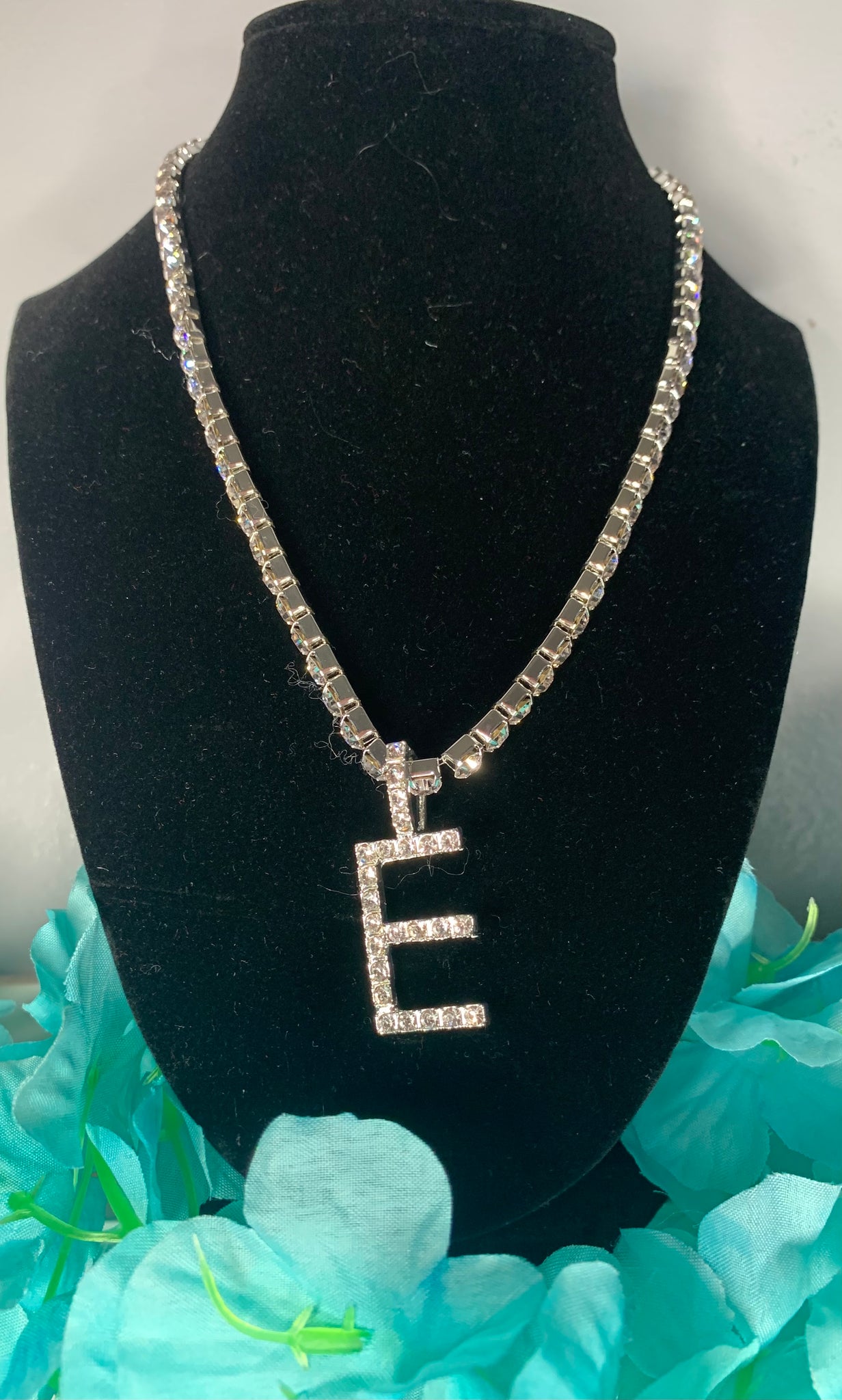 Unisex Initial Bling Rhinestone Necklace