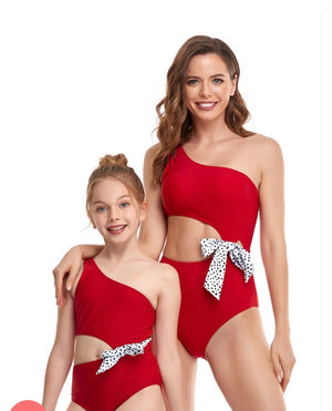 Mommy and Me  “Dalmation Bow” bathing suit