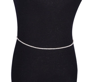 Women's Rhinestone Belly Waist Chain in Silver