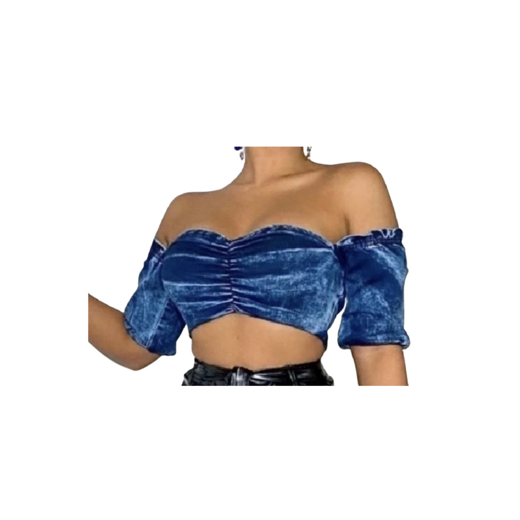 Women's "Bandeau" Denim Crop Top